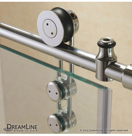 DreamLine Enigma-Z 56 to 60" Fully Frameless Sliding Shower Door, Clear 3/8" Glass Door, Brushed Stainless Steel Finish