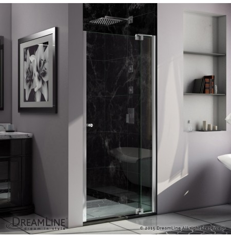 DreamLine Allure 39 to 40 in. Frameless Pivot Shower Door, Clear Glass Door in Chrome Finish
