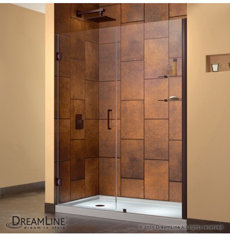 DreamLine Unidoor Min 60" to Max 61" Frameless Hinged Shower Door, Clear 3/8" Glass Door, Oil Rubbed Bronze Finish