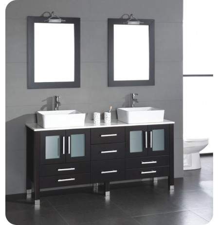 Cambridge Plumbing 8119 63 inch Solid Wood Double Bathroom Vanity Set