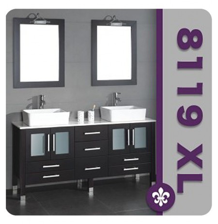Cambridge Plumbing 8119XL 71 inch Solid Wood Double Bathroom Vanity Set