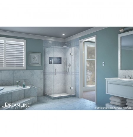 DreamLine Unidoor-X 30 in. W x 34.375 in. D x 72 in. H Hinged Shower Enclosure in Chrome Finish DreamLine Unidoor-X 30 in. W x 34.375 in. D x 72 in. H Hinged Shower Enclosure in Chrome Finish